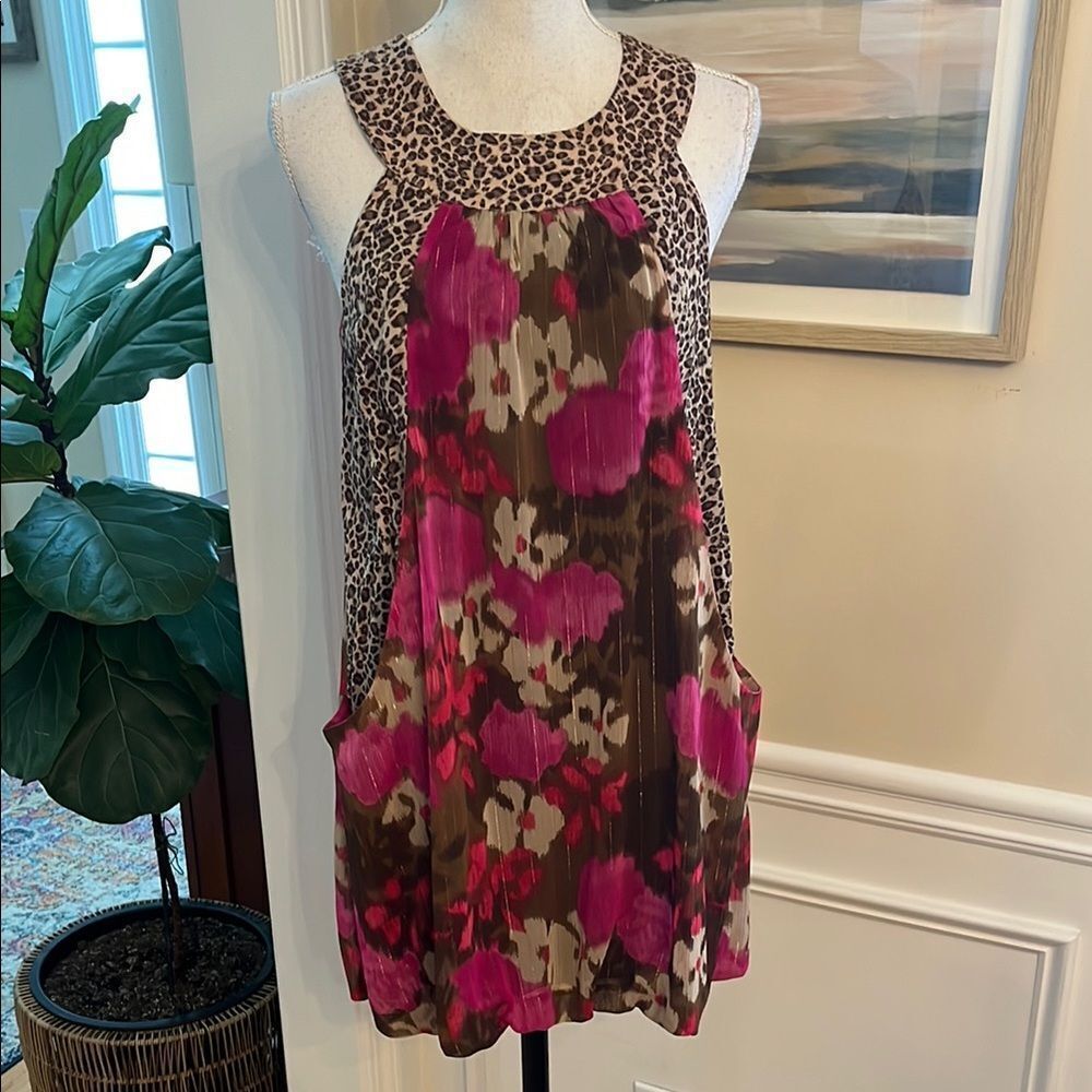 Sele Floral Leopard Print Mini Dress